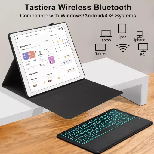 WAVATA iPad Pro 12,9" Bluetooth Billentyűzet Tok Háttérvilágítással