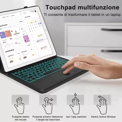 WAVATA iPad Pro 12,9" Bluetooth Billentyűzet Tok Háttérvilágítással
