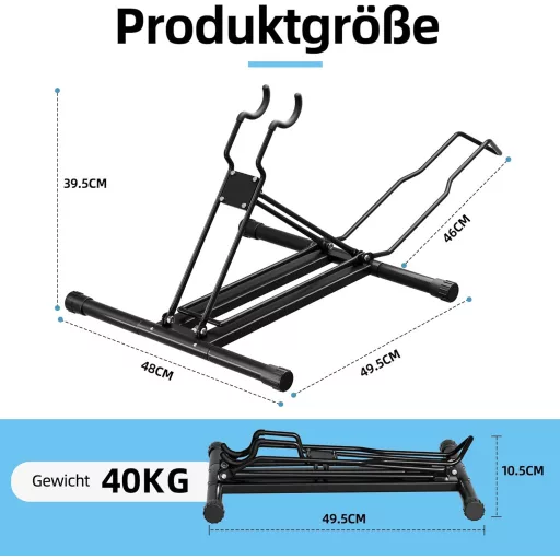 Suport pliabil pentru bicicletă Urban Deco, reglabil pe înălțime, până la 80mm, negru