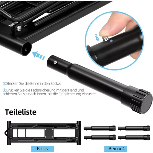 Suport pliabil pentru bicicletă Urban Deco, reglabil pe înălțime, până la 80mm, negru