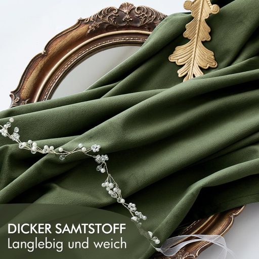 MIULEE Bársony Függöny Sötétítő 140x245cm Olajzöld Hőszigeteló Lakberendezés