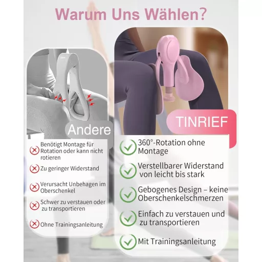 TINRIEF Combifitness prístroj, trenažér stehien a panvového dna, posilňovacia pomôcka s odporom 6,8 – 31,8 kg