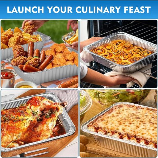 Maridergo 10db 3500ml Alumínium Sütőtál Mély Tálca Tároláshoz 32x26x7cm