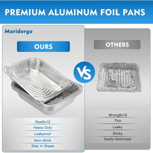 Maridergo 10db 3500ml Alumínium Sütőtál Mély Tálca Tároláshoz 32x26x7cm