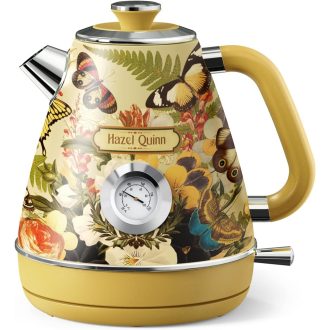   Hazel Quinn Retro Elektromos Vízforraló 1.7L Rozsdamentes Acél Virágmintás