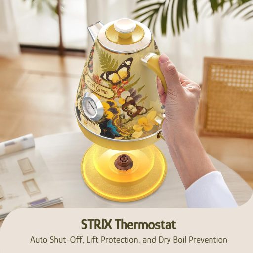 Hazel Quinn Retro Elektromos Vízforraló 1.7L Rozsdamentes Acél Virágmintás