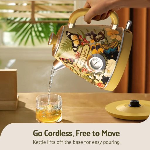 Hazel Quinn Retro Elektromos Vízforraló 1.7L Rozsdamentes Acél Virágmintás