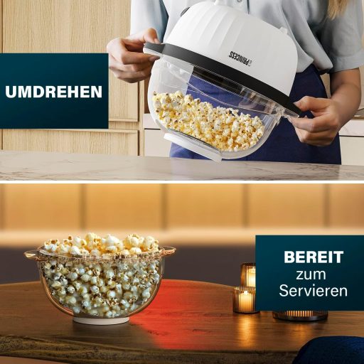 Princess 4,5L Popcorn Készülék Keverőrudas Vaj Olvasztóval és Átlátszó Fedéllel
