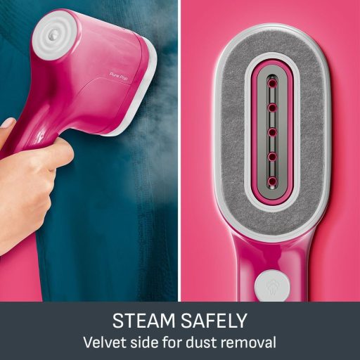 Tefal Pure Pop Slim kézi ruhasteamer 70ml tartállyal, 15 másodperc alatt kész, utazási gőzölő, rózsaszín