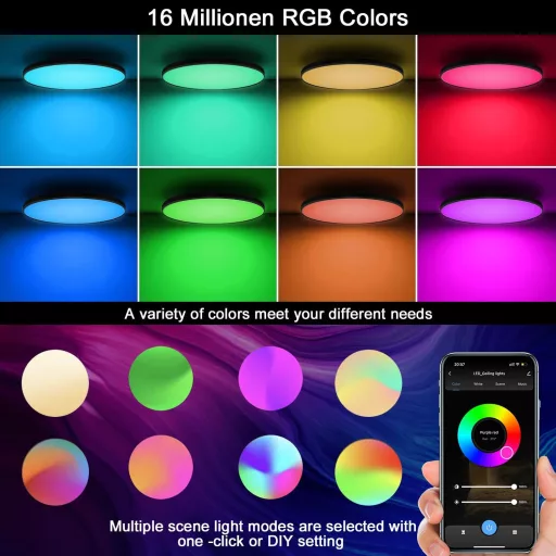 Eregou LED Mennyezeti Lámpa 24W WiFi RGB Dimmer Alexa Google Home Fürdőszoba Hálószoba