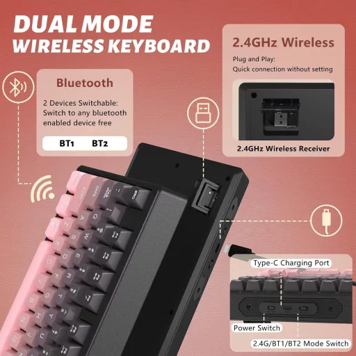 ATTACK SHARK X FREEWOLF M87 80% Wireless Gamer Billentyűzet RGB, TKL, Membrános, 4000mAh, Fekete