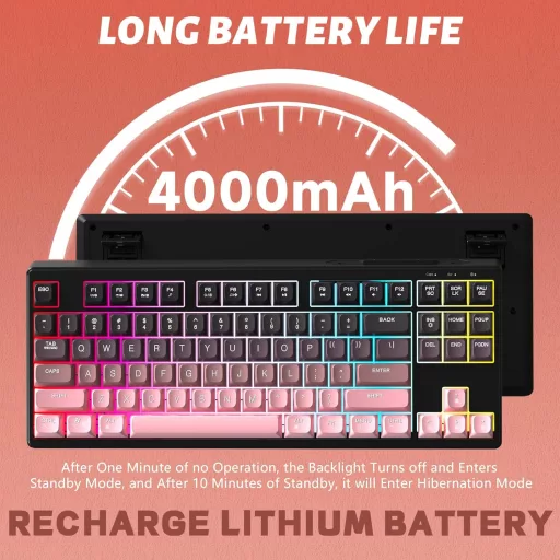 ATTACK SHARK X FREEWOLF M87 80% Wireless Gamer Billentyűzet RGB, TKL, Membrános, 4000mAh, Fekete