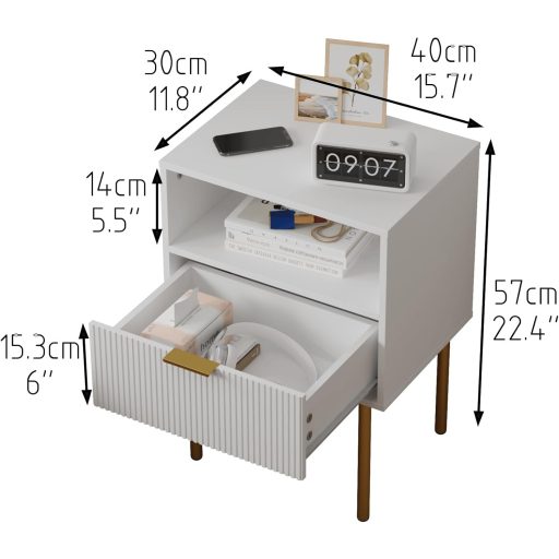 JERX Modern Éjjeliszekrény Fiókkal és Polccal, Nappalihoz és Hálószobához