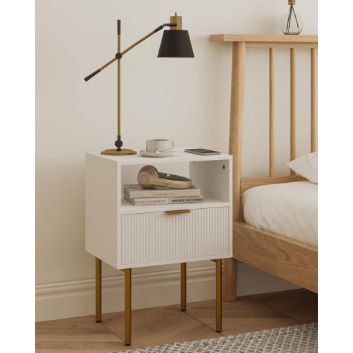 JERX Moderni noćni ormarić s ladicom i policom, za dnevni boravak i spavaću sobu