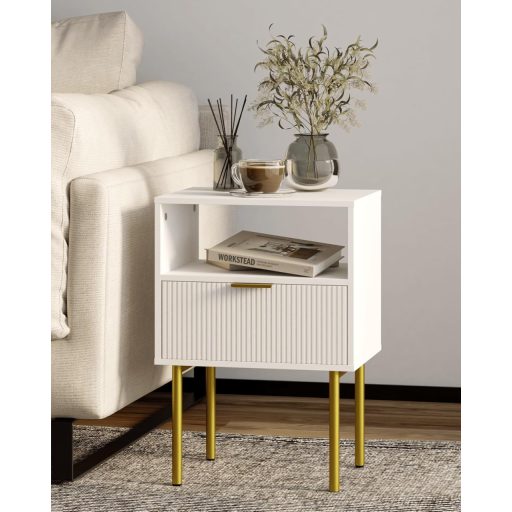 JERX Moderni noćni ormarić s ladicom i policom, za dnevni boravak i spavaću sobu