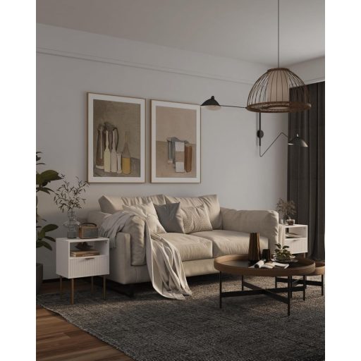 JERX Modern Éjjeliszekrény Fiókkal és Polccal, Nappalihoz és Hálószobához