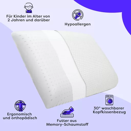 Wolkenfeld gyermek párna 60x40 cm memóriahabbal 2+ éveseknek