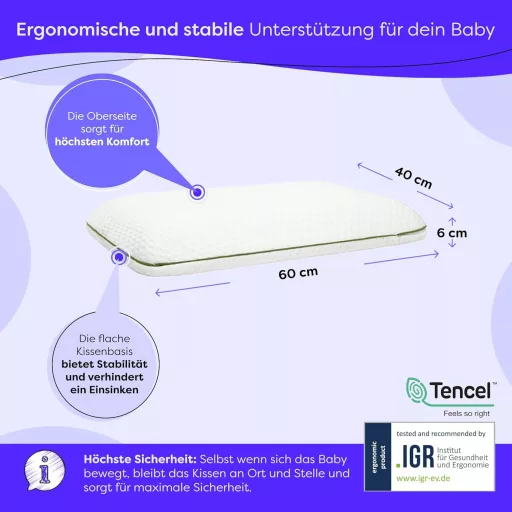 Wolkenfeld gyermek párna 60x40 cm memóriahabbal 2+ éveseknek