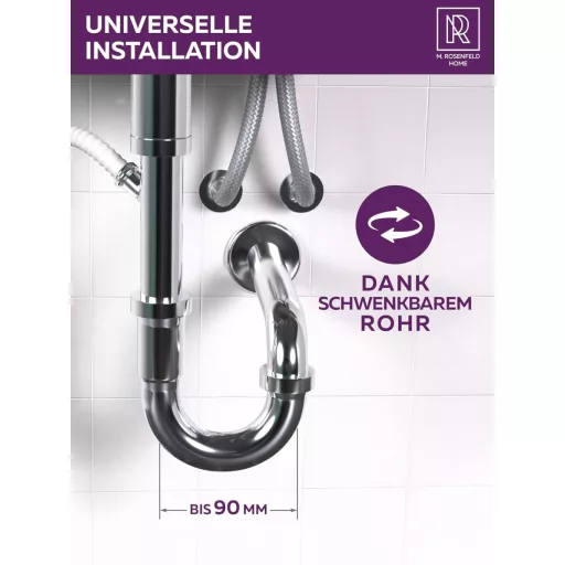 M. ROSENFELD HOME Rozsdamentes Siphon 1 1/4" - Mosógéphez, Magasságállítható, Fali Rozetta