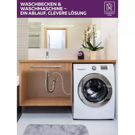 M. ROSENFELD HOME Sifon inoxidabil 1 1/4" - Pentru mașină de spălat, reglabil pe înălțime, rozetă de perete