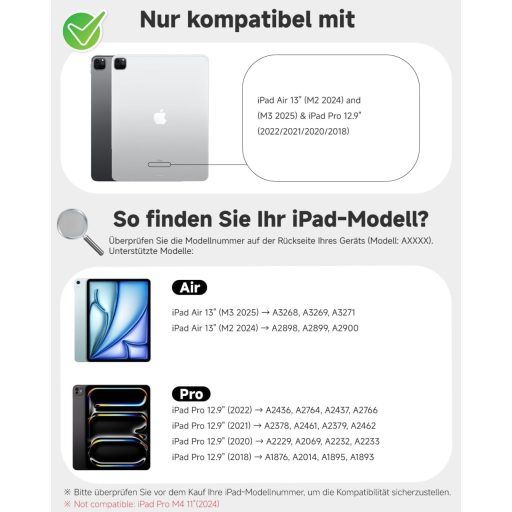 Nuflaz X9 Billentyűzetes Tok iPad Air 13" (2024/2025) & iPad Pro 12.9" (3-6. Gen) - QWERTZ Német Billentyűzet Érintőpaddal, 7 Színű Háttérvi