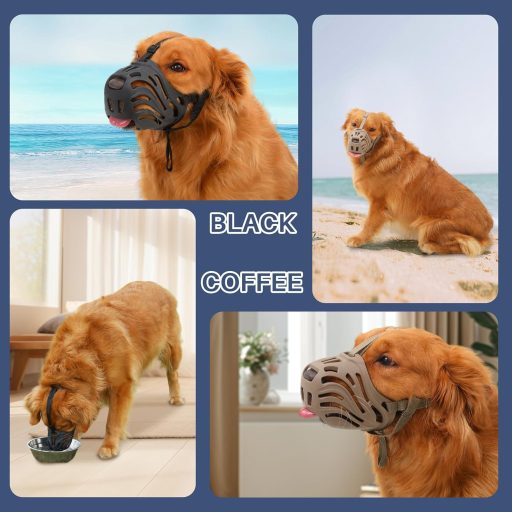 ETONSUNNY Puha szilikon szájkosár kutyáknak, XL méret, barnaszínű, ugatás és rágás elleni