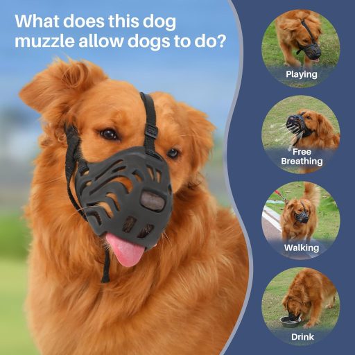 ETONSUNNY Puha szilikon szájkosár kutyáknak, XL méret, barnaszínű, ugatás és rágás elleni