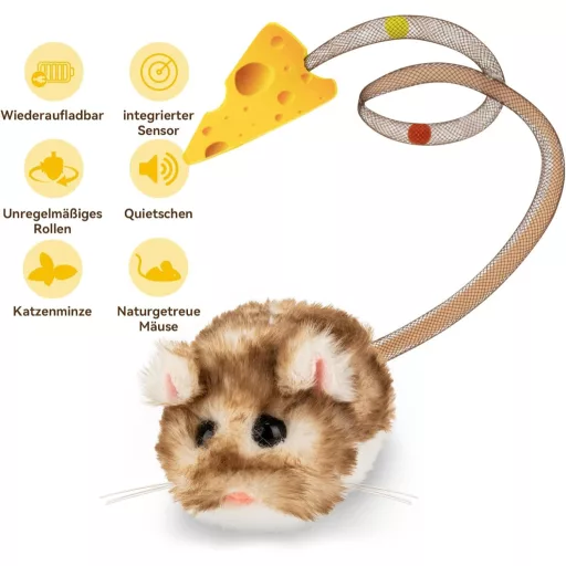 Migipaws Interaktív Elektromos Egér Macskajáték Mozgó Farokkal és Catnip
