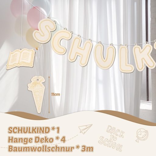 Ghirlandă de lemn KKSJK pentru începerea școlii - Decor pentru prima zi de școală, pentru băieți și fete, pentru prezentarea la școală, accesoriu pentru pachetul școlar