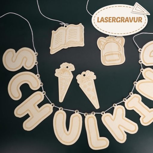 Ghirlandă de lemn KKSJK pentru începerea școlii - Decor pentru prima zi de școală, pentru băieți și fete, pentru prezentarea la școală, accesoriu pentru pachetul școlar