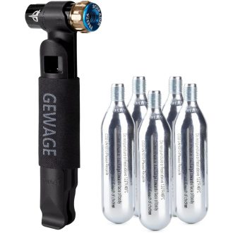   Pompă de bicicletă GEWAGE CO2 cu cartușe de 16g, pentru valve Presta și Schrader