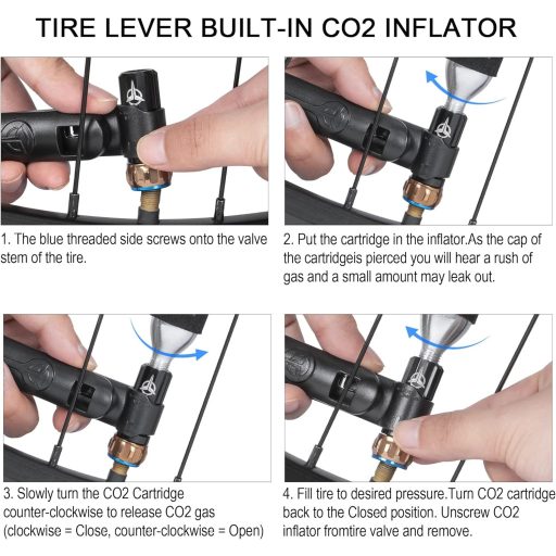 Pompă de bicicletă GEWAGE CO2 cu cartușe de 16g, pentru valve Presta și Schrader