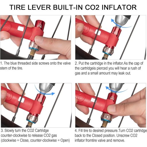 Pompă de bicicletă GEWAGE CO2 cu cartușe de 16g, pentru valve Presta și Schrader