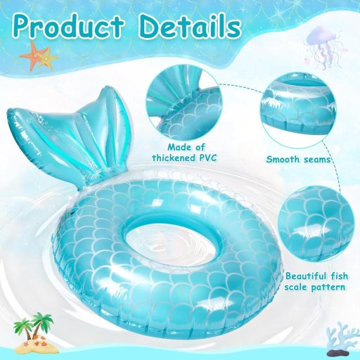 HDHGXUJRD Felfújható Úszógumi Sellő Mintás Gyerekeknek Strand és Medence