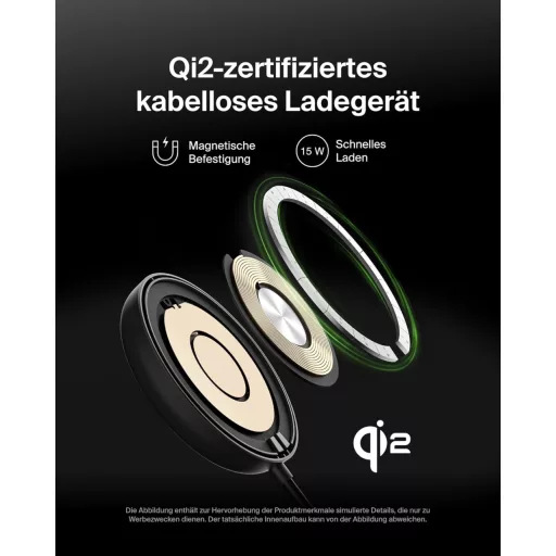 Belkin 15W MagSafe Mágneses Vezeték Nélküli Töltő Állvánnyal iPhone Samsung AirPods Qi2 Fekete