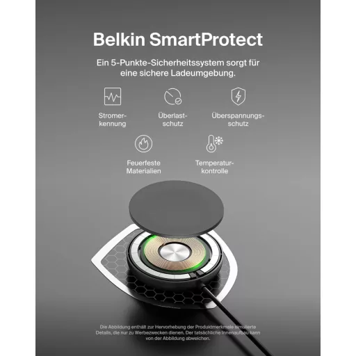 Belkin 15W MagSafe Mágneses Vezeték Nélküli Töltő Állvánnyal iPhone Samsung AirPods Qi2 Fekete