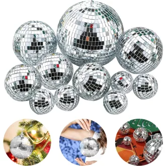   Alleshelfer Disco Tükörgömb Szett 12 db Ezüst Függeszthető Dekoráció