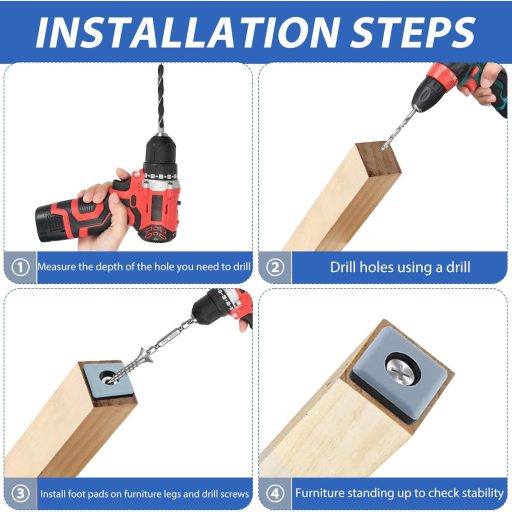 TXErfolg Teflon csúszka 20db 25mm csavarható bútor csúszó szögletes padlóvédelem