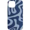 Retro Liquid Swirl Abstract Aesthetic Designs iPhone 15 Sötétkék Folyékony Mintás Tok