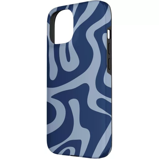 Retro Liquid Swirl Abstract Aesthetic Designs iPhone 15 Sötétkék Folyékony Mintás Tok
