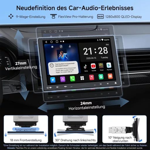 ATOTOZONE A5L 10" Android Autórádió CarPlay, 2DIN/1DIN, Vezeték Nélküli, WiFi, Bluetooth