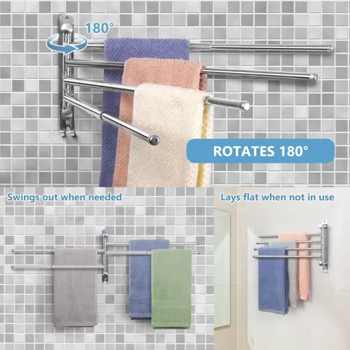 JSVER 4 karos forgatható törölközőtartó 50 cm rozsdamentes acél