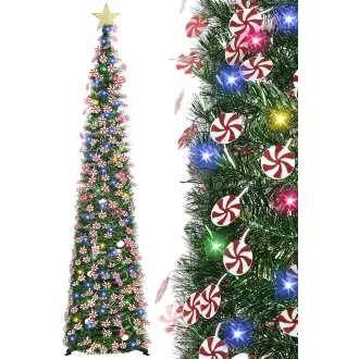   HMASYO 180 cm Fenyő Karácsonyfa Időzítővel, 100 LED Világítással, Távirányítóval, USB Üzemeltetésű