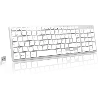   LeadsaiL AZERTY Vezeték nélküli Billentyűzet USB 2.4GHz Multimédia Gombokkal