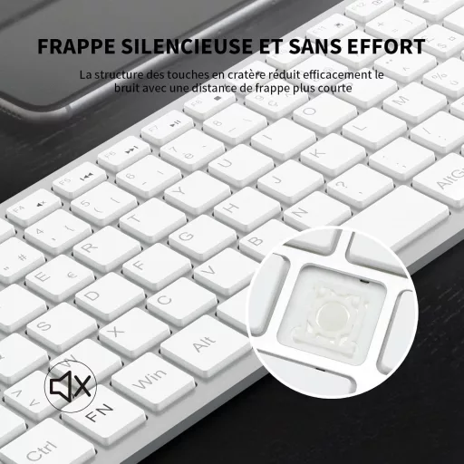 LeadsaiL AZERTY Vezeték nélküli Billentyűzet USB 2.4GHz Multimédia Gombokkal