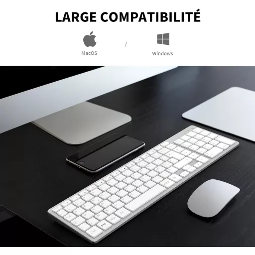 LeadsaiL AZERTY Vezeték nélküli Billentyűzet USB 2.4GHz Multimédia Gombokkal