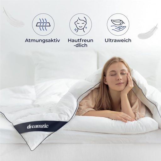 Prikrývka Dreamzie 135x200 cm s husacím perím, mäkká celoročná prikrývka, 450 g/m²