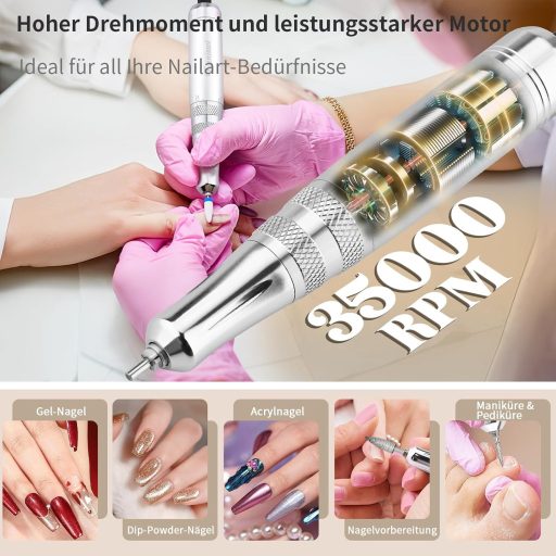 Freză Unghii Enniewi 35000 RPM Albă, Aparat Profesional Manichiură