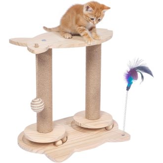   Novelfun Macskakarmoló Fa Játékfa Madaras Pihenővel Kicsi és Közepes Macskáknak