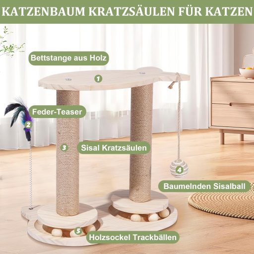 Novelfun Macskakarmoló Fa Játékfa Madaras Pihenővel Kicsi és Közepes Macskáknak